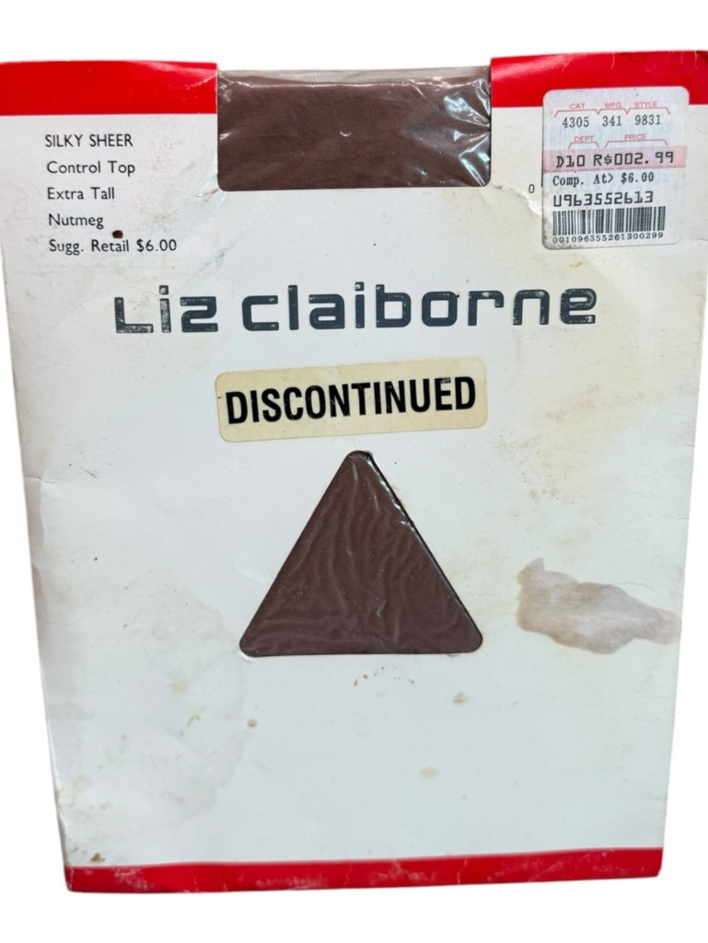 Liz Claiborne 831 Silky Sheer Control Top Pantyhose Extra Tall Nutmeg